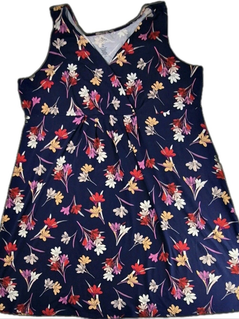 St. John's Bay Navy Floral V-Neck Dress Plus Size 3x